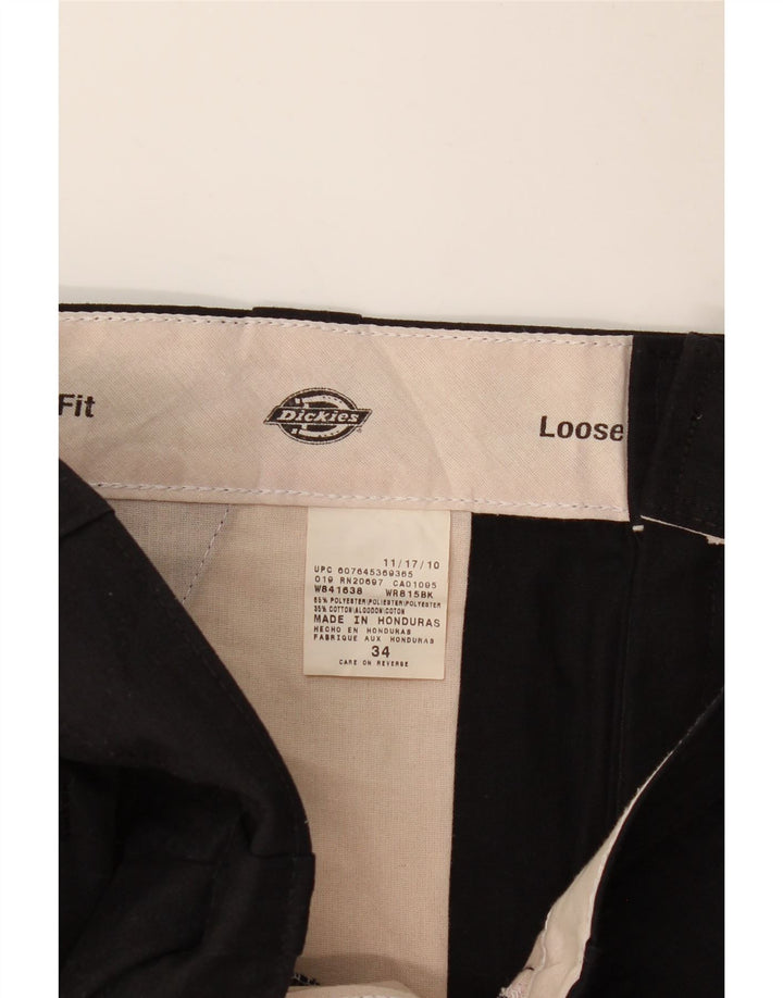 DICKIES Pantaloni scurti cargo largi pentru bărbați W34 Poliester negru mare
