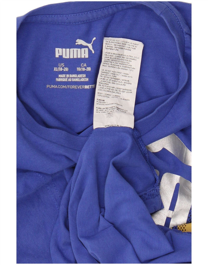 Tricou grafic Puma Băieți Top 15-16 Ani XL Bumbac Albastru