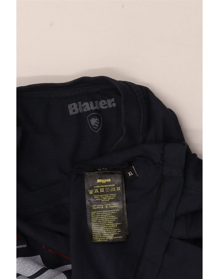 Tricou grafic pentru bărbați Blauer Top XL Bumbac bleumarin