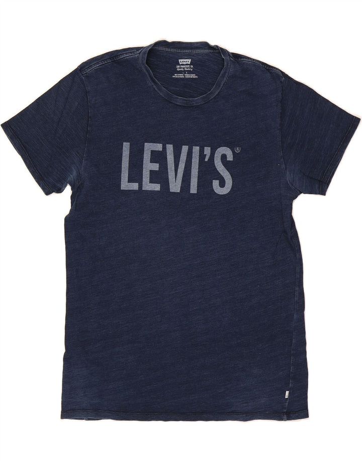 LEVI'S Mens Graphic T-Shirt Top Large Navy Blue Cotton Vintage Levi's and Second-Hand Levi's from Messina Hembry 