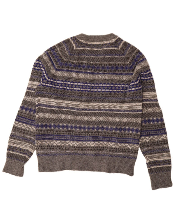 Pulover pentru femei Gap cu gât turnut UK 14 Gri mediu Lână Fair Isle