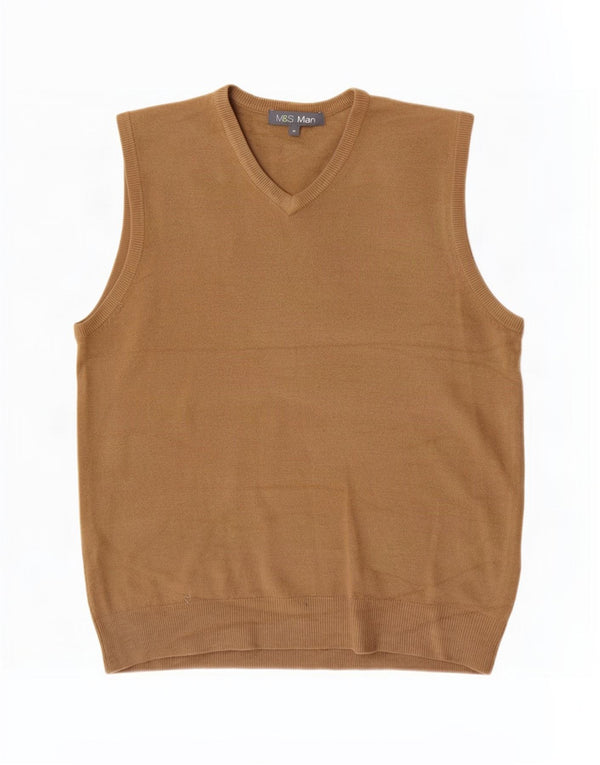 Marks & Spencer Vestă pentru bărbați Tank Top Medium Bej Acrilic