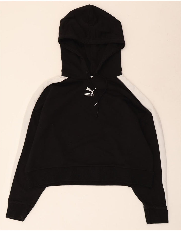 Pulover oversized Crop Hoodie PUMA pentru femei UK 16 Large Black Colorblock
