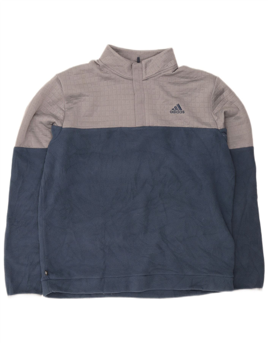 Pulover pentru bărbați Adidas, cu fermoar și gât, din lână, mare, albastru, poliester
