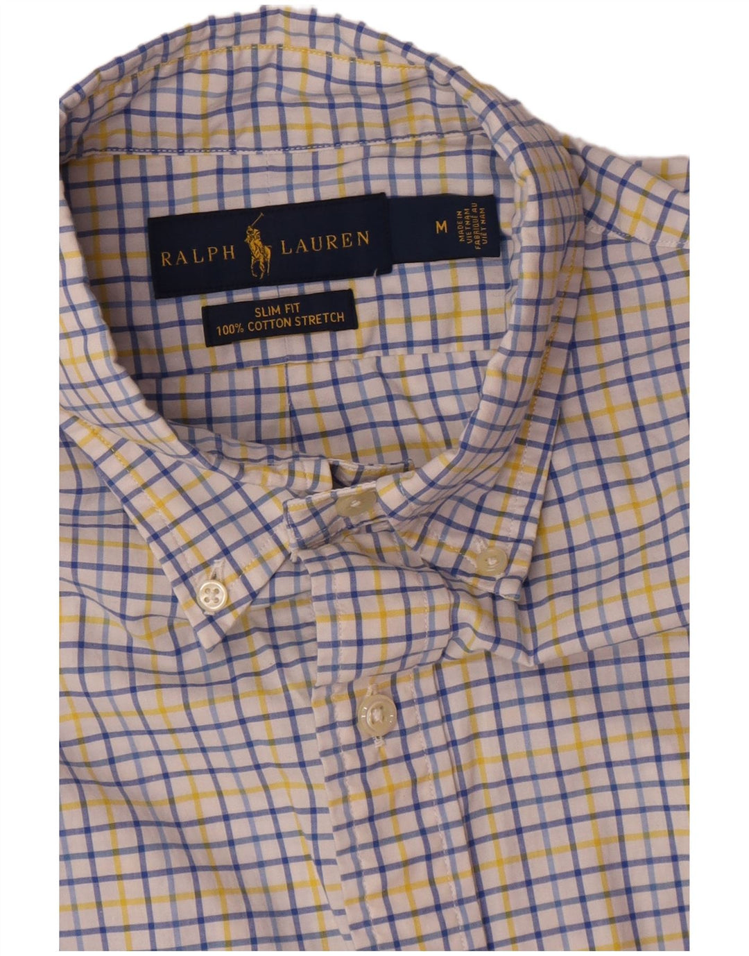 Cămașă pentru bărbați Ralph Lauren Slim Fit, bumbac alb mediu cu carouri