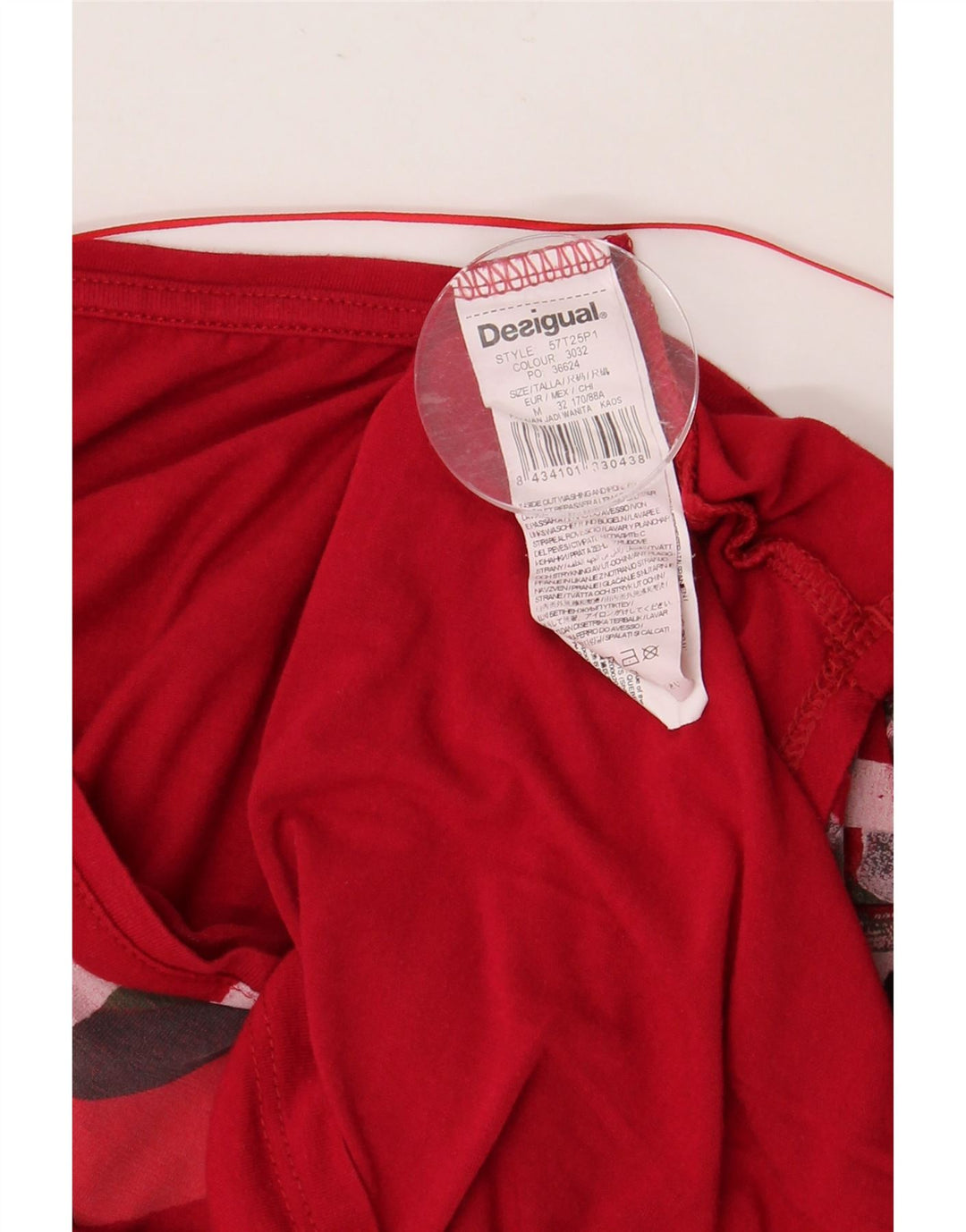 DESIGUAL Top grafic pentru femei cu mâneci 3/4 UK 14 Medium Red Viscose