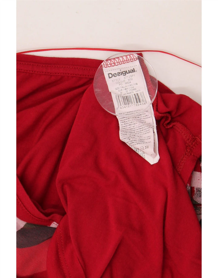 DESIGUAL Top grafic pentru femei cu mâneci 3/4 UK 14 Medium Red Viscose