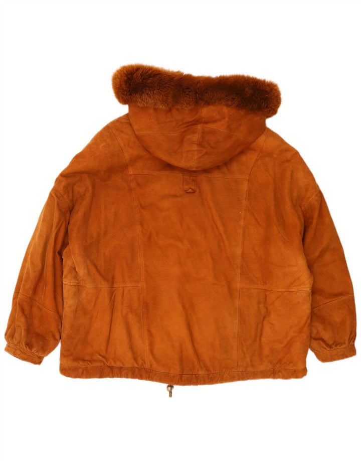 Jacheta de piele intoarsa cu gluga Conbipel pentru femei UK 22 3XL maro