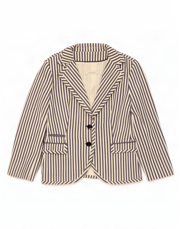Sacou blazer pentru femei Zara, cu 2 nasturi, UK 18 XL, bleumarin, cu dungi