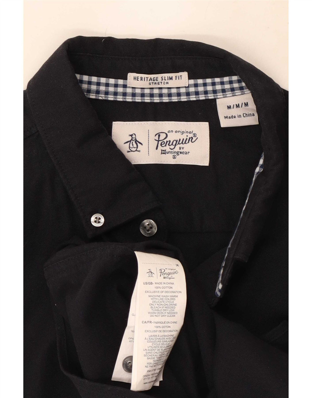 Cămașă pentru bărbați Penguin Heritage Slim Fit, bumbac mediu albastru bleumarin