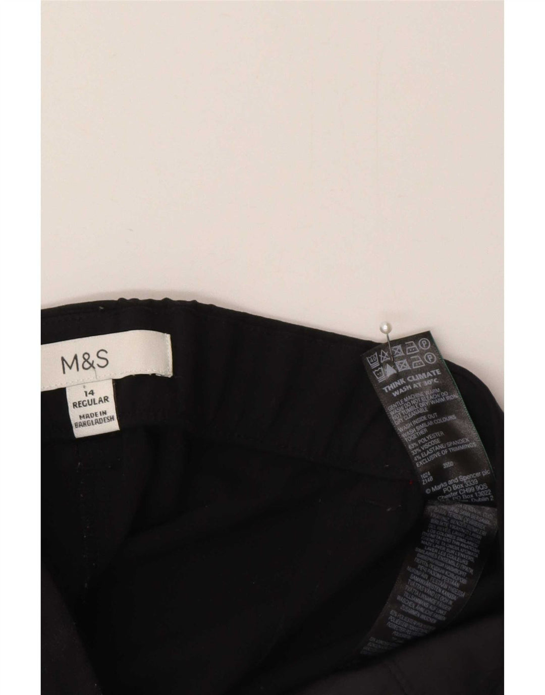 Pantaloni de costum obișnuiți pentru femei Marks & Spencer UK 14 Medium L32 L29 Negru