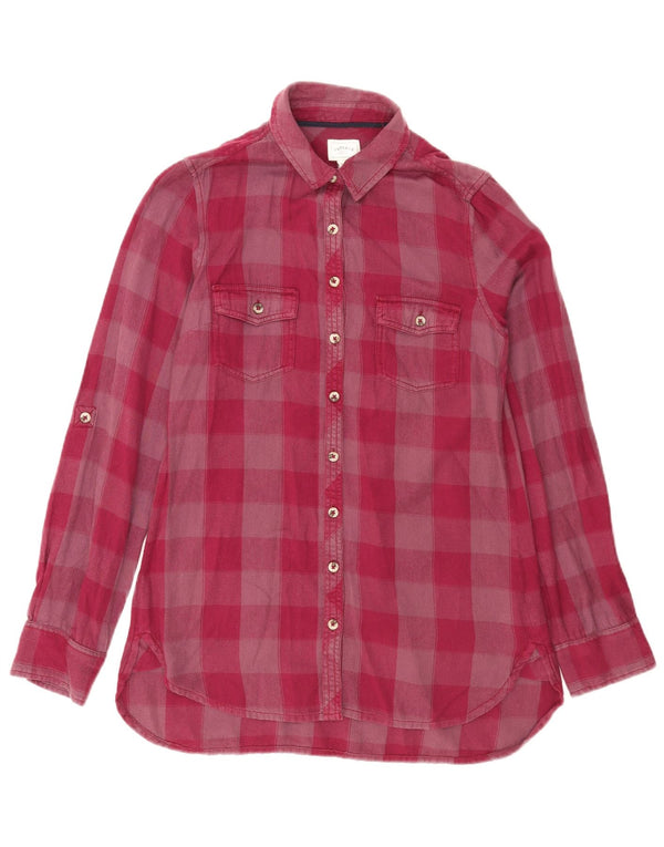 Cămașă de flanel pentru femei Fat Face UK 8 mic burgundy Gingham Bumbac