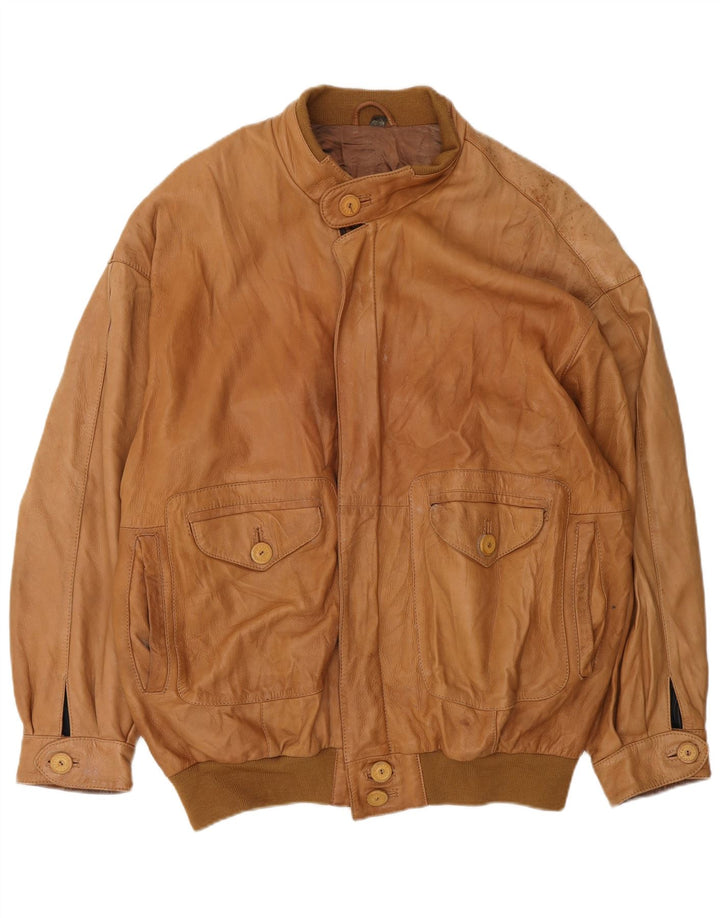 PATRICIA Mens Leather Jacket IT 56 3XL Brown Leather