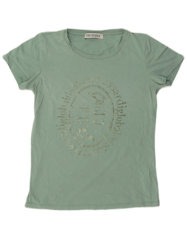 Tricou grafic Trussardi pentru femei Top UK 14 Bumbac verde mediu