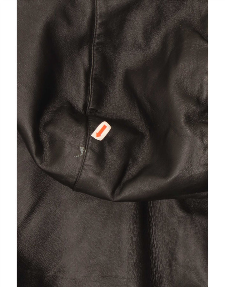 Jachetă din piele vintage pentru bărbați cu glugă IT 54 2XL neagră