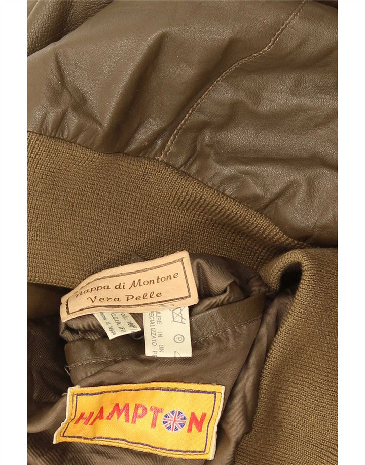 Jachetă de piele vintage pentru bărbați UK 38 Medium Khaki Piele