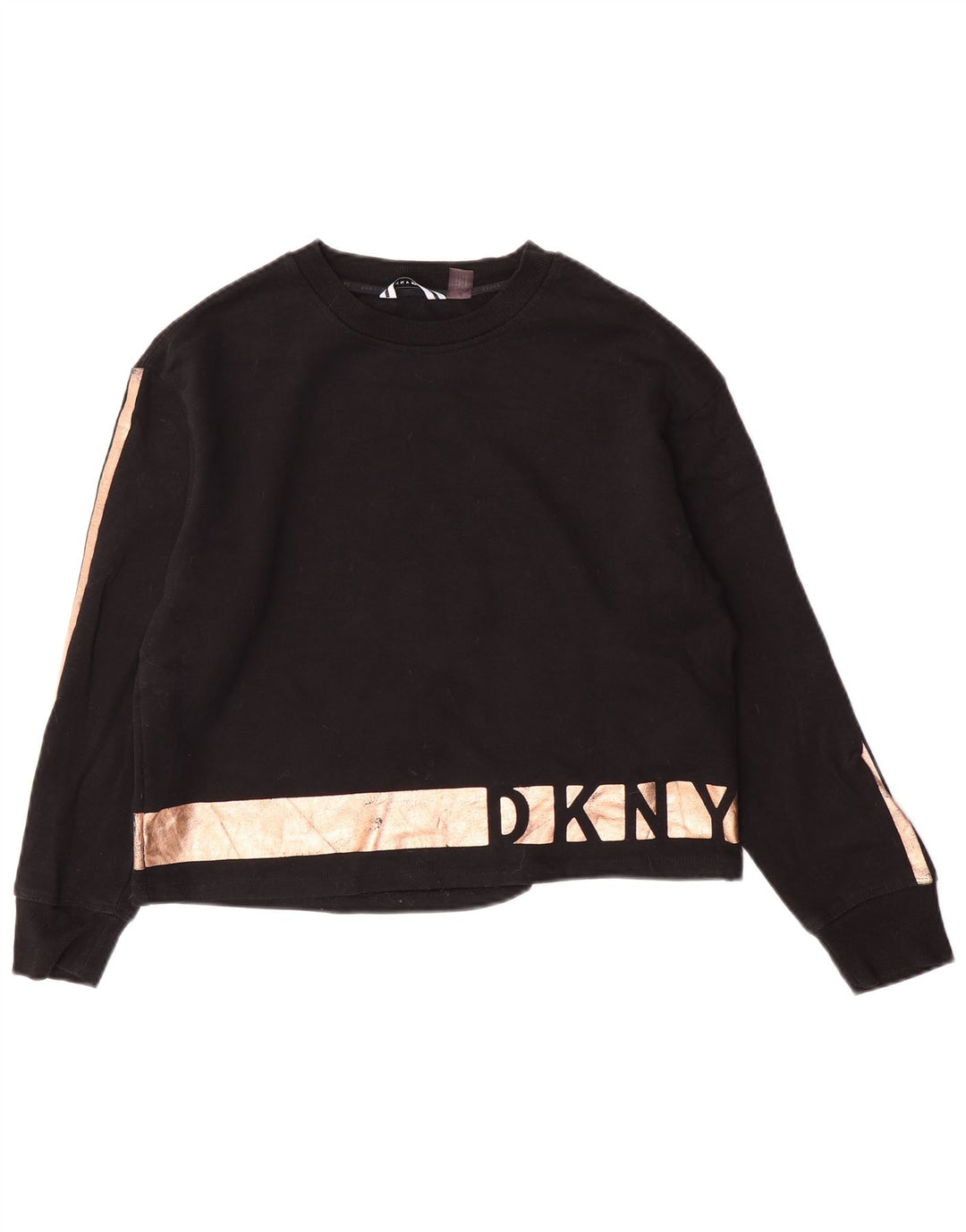 Pulover oversized crop Dkny pentru femei UK 10 Mic negru Colorblock