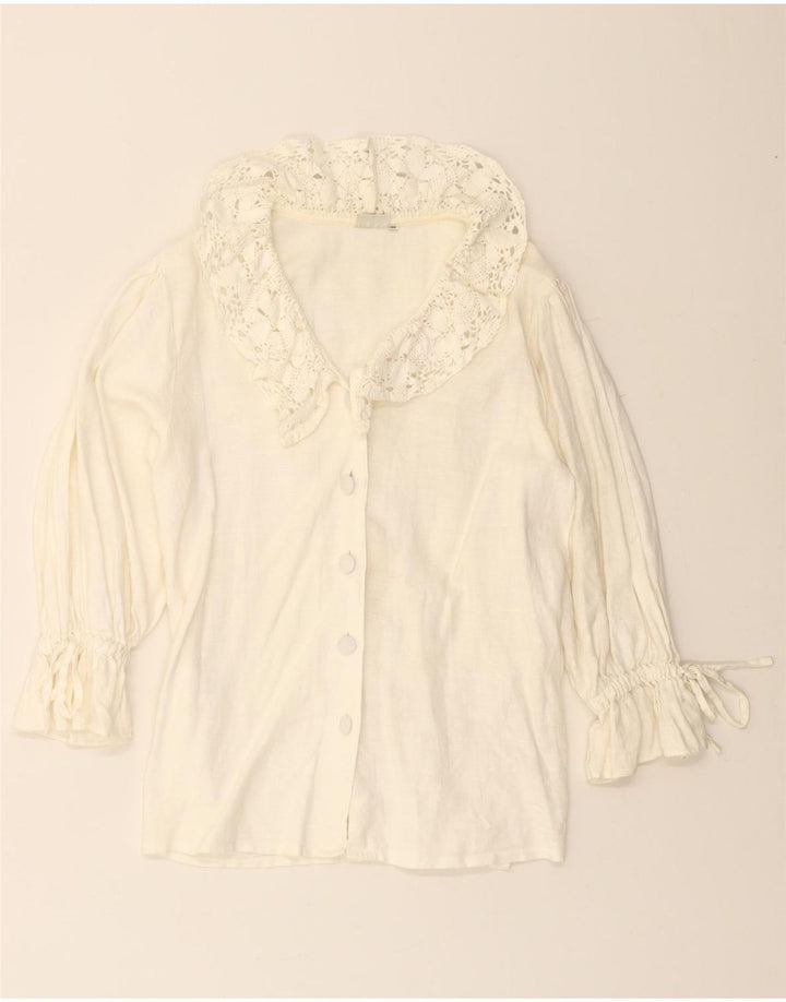 HESS FRACKMANN Bluză cămașă cu mâneci 3/4 pentru femei EU 38 In alb mediu mediu