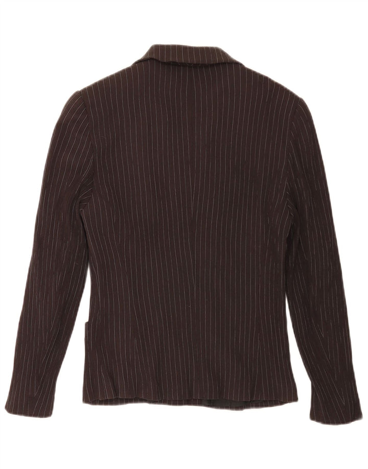 Jachetă Blazer pentru femei Taifun, cu 4 nasturi, UK 10, mic maro, viscoză cu dungi