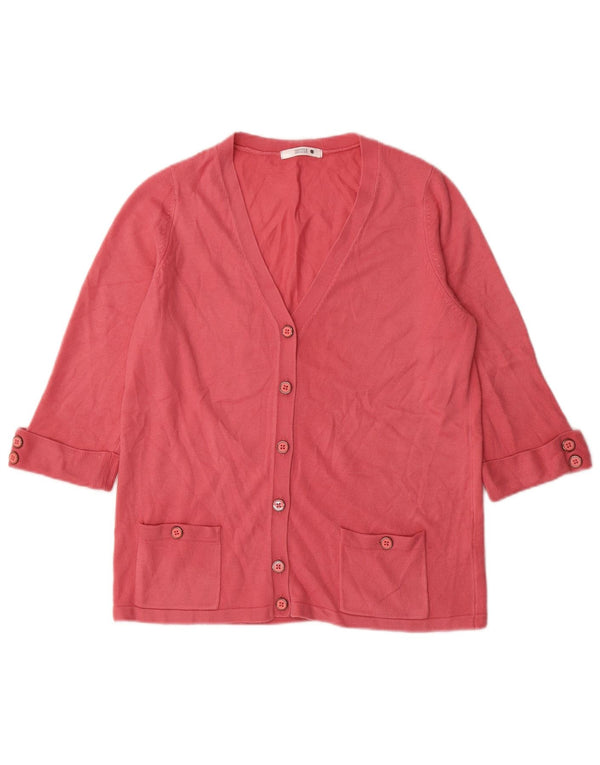 Pulover cardigan pentru femei Marks & Spencer cu mâneci 3/4 UK 16 mare, roz acrilic