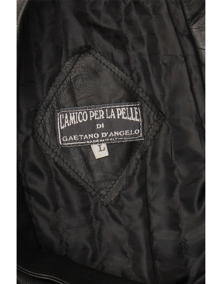 Palton de piele vintage pentru femei UK 14, mare, neagră