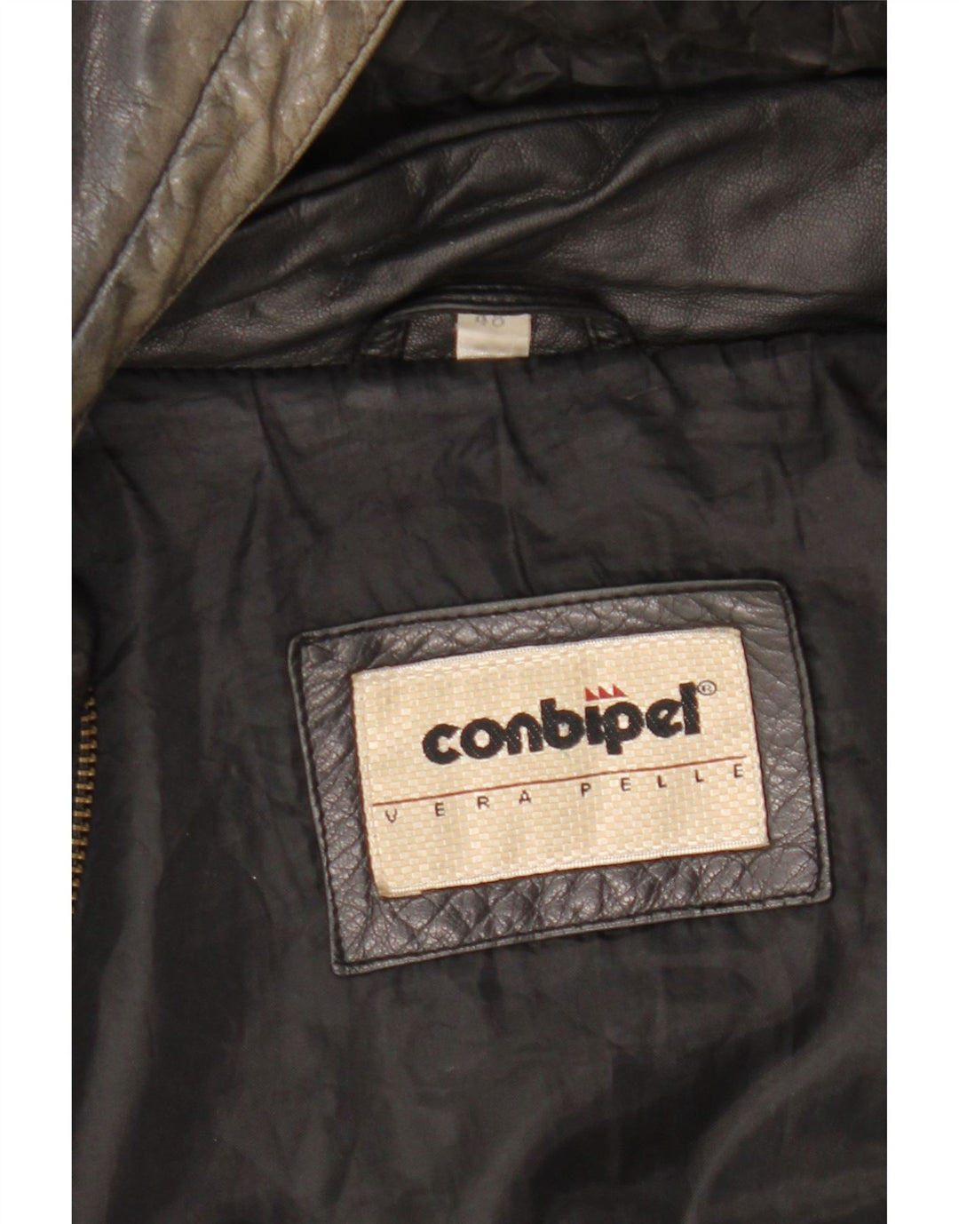 Jachetă de piele Conbipel pentru bărbați, cu glugă, în formă largi, IT 48, piele medie neagră