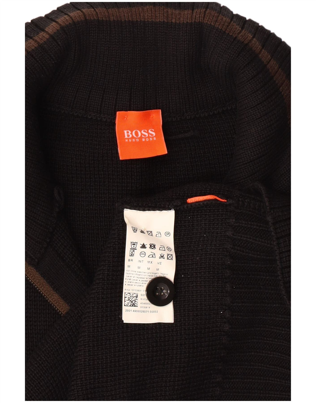 Pulover cardigan pentru bărbați HUGO BOSS, bumbac mediu negru