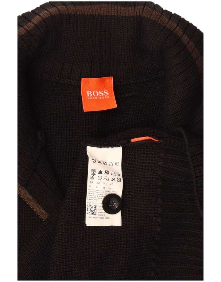 Pulover cardigan pentru bărbați HUGO BOSS, bumbac mediu negru