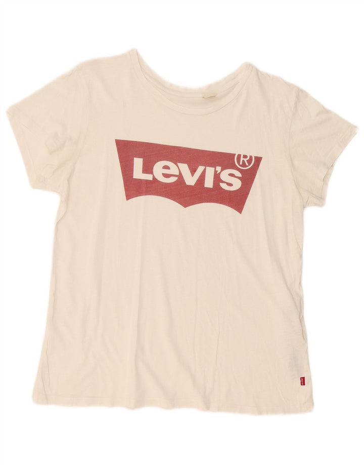 Tricou grafic pentru femei LEVI'S Top UK 16, mare, alb, bumbac