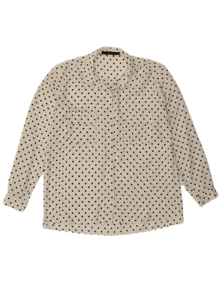 Cămașă Zara Femei See Through UK 14 Medium White Polka Dot