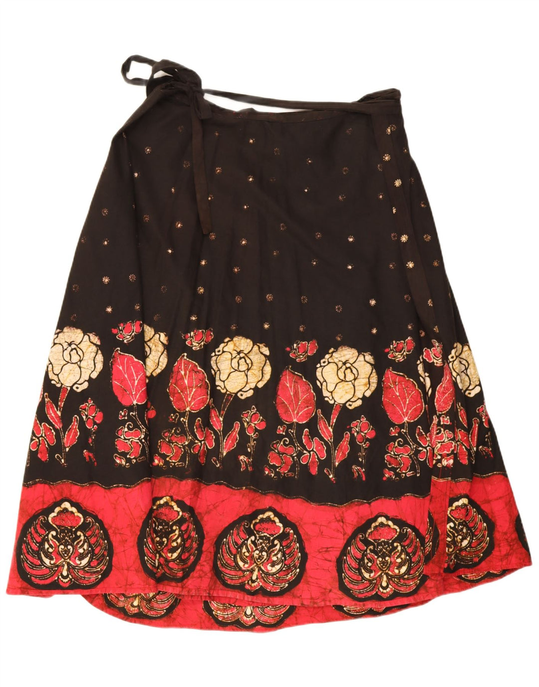 Fusta W32 Vintage pentru femei, mare, neagră, florală