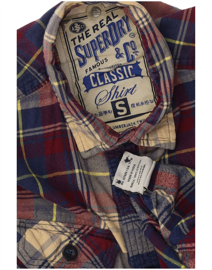 Cămașă de flanel pentru bărbați Superdry, bumbac cu carouri multicolore