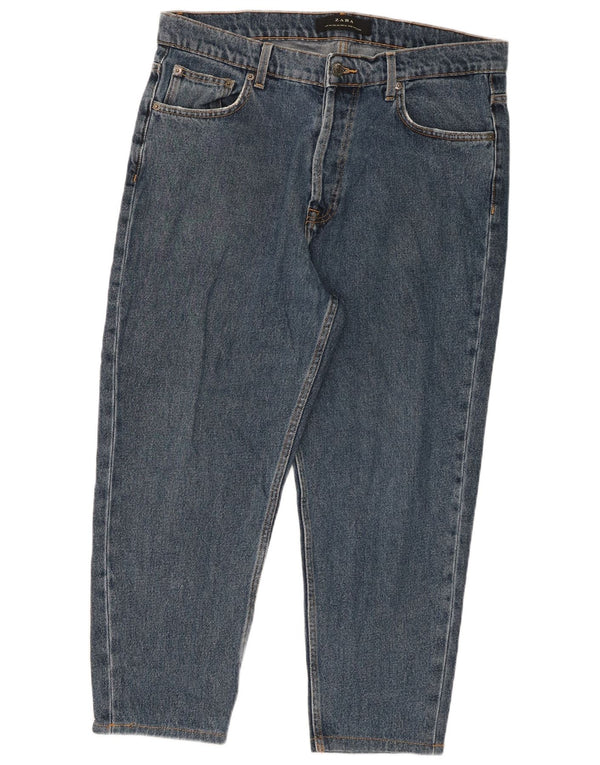 Blugi tăiați conici pentru bărbați Zara EU 44 Large W34 L24 Blue Bumbac