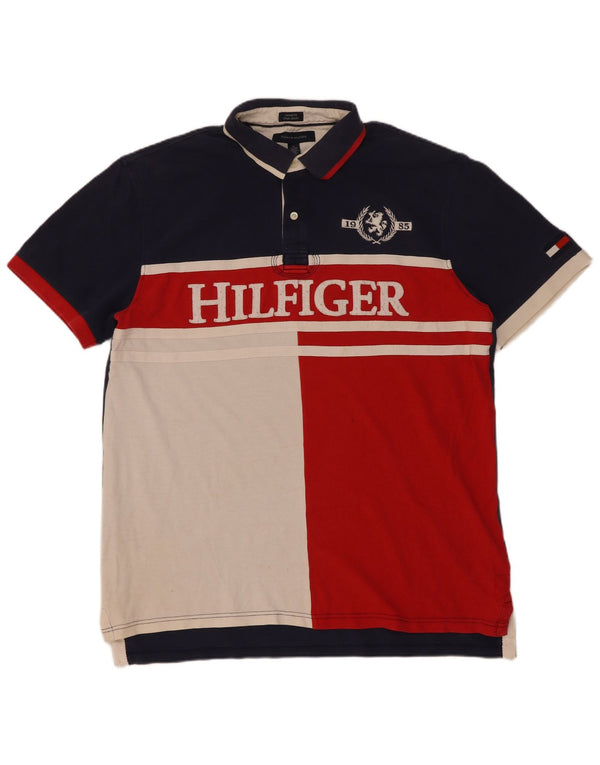 Tricou polo Tommy Hilfiger pentru bărbați, cu croială personalizată, XL, albastru bleumarin, bloc de culoare