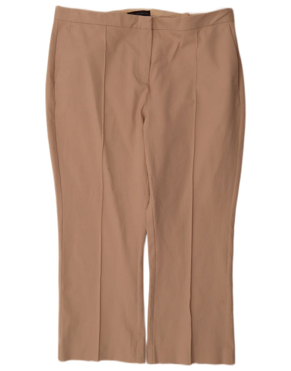 Marks & Spencer Pantaloni tăiați pentru femei cu talie înaltă UK 20 2XL W38 L26 Bej
