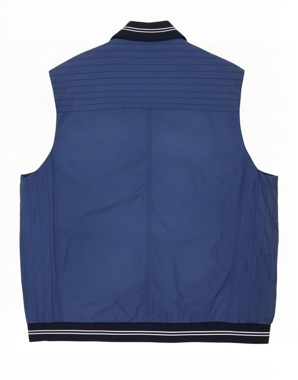 Paul & Shark Gilet grafic căptușit pentru bărbați UK 46 3XL Blue Colorblock Nylon