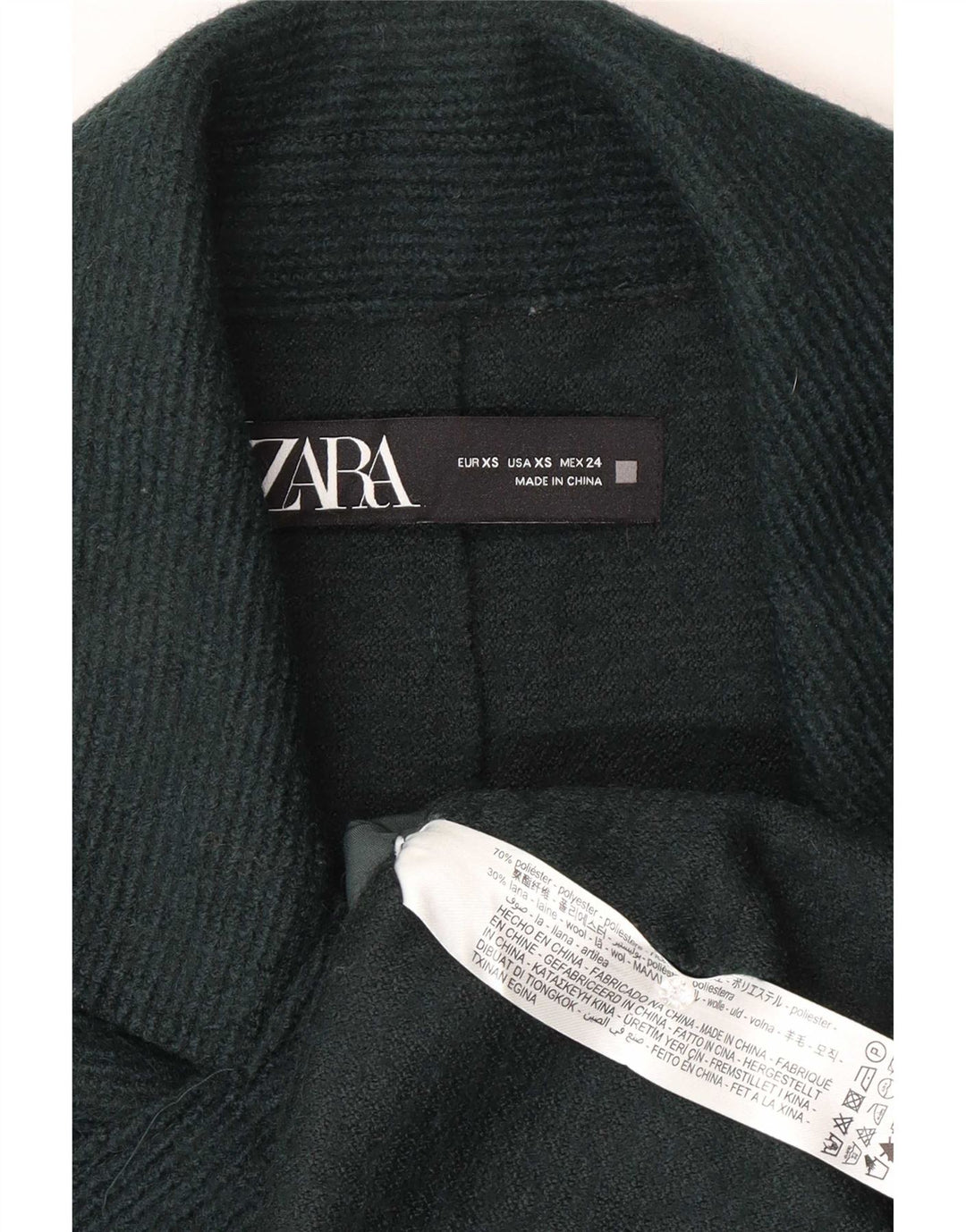 Palton supradimensionat pentru femei Zara UK 4 XS Poliester verde