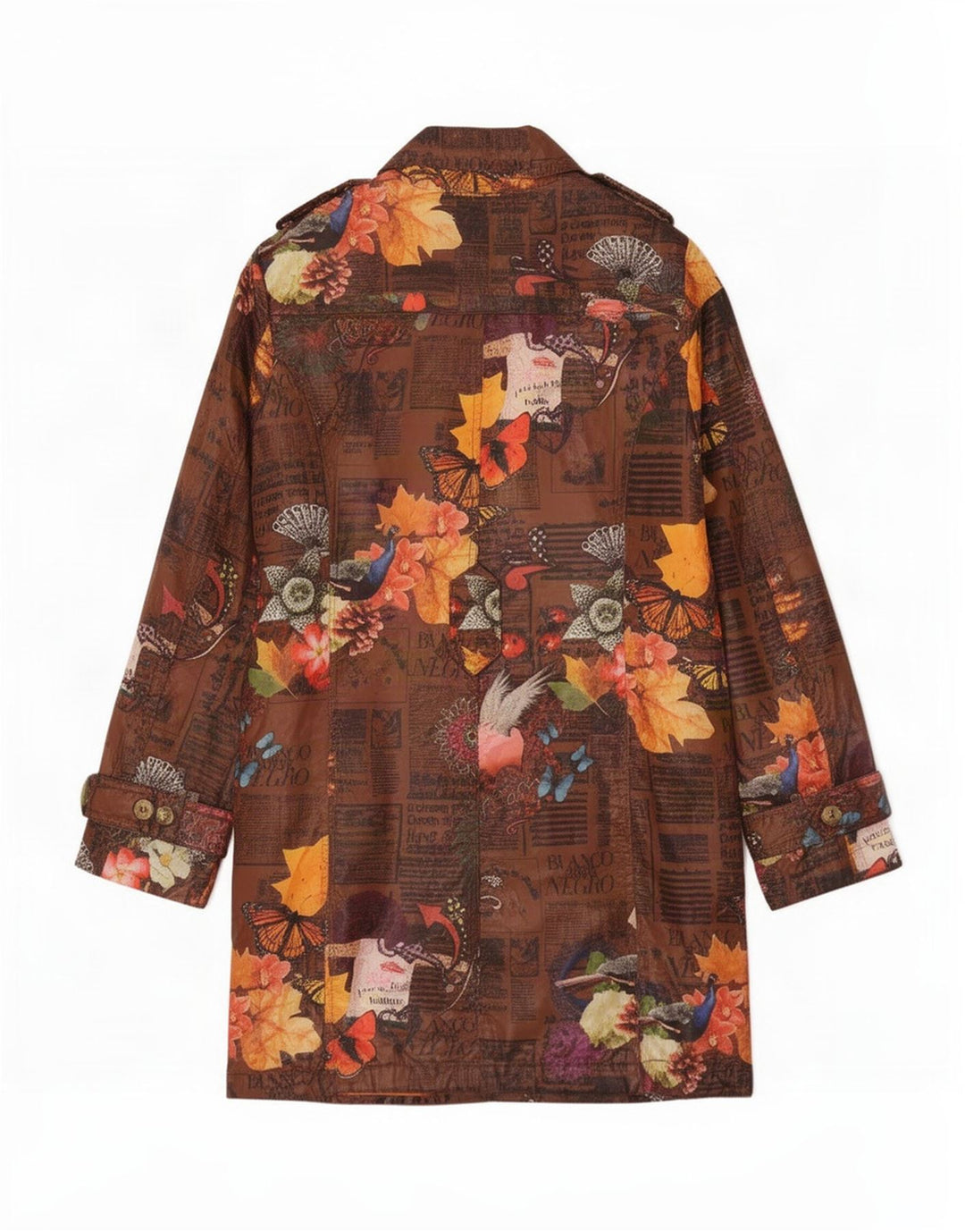 Trenci cu grafic pentru femei Desigual EU 38 Maro Mediu Poliester Floral