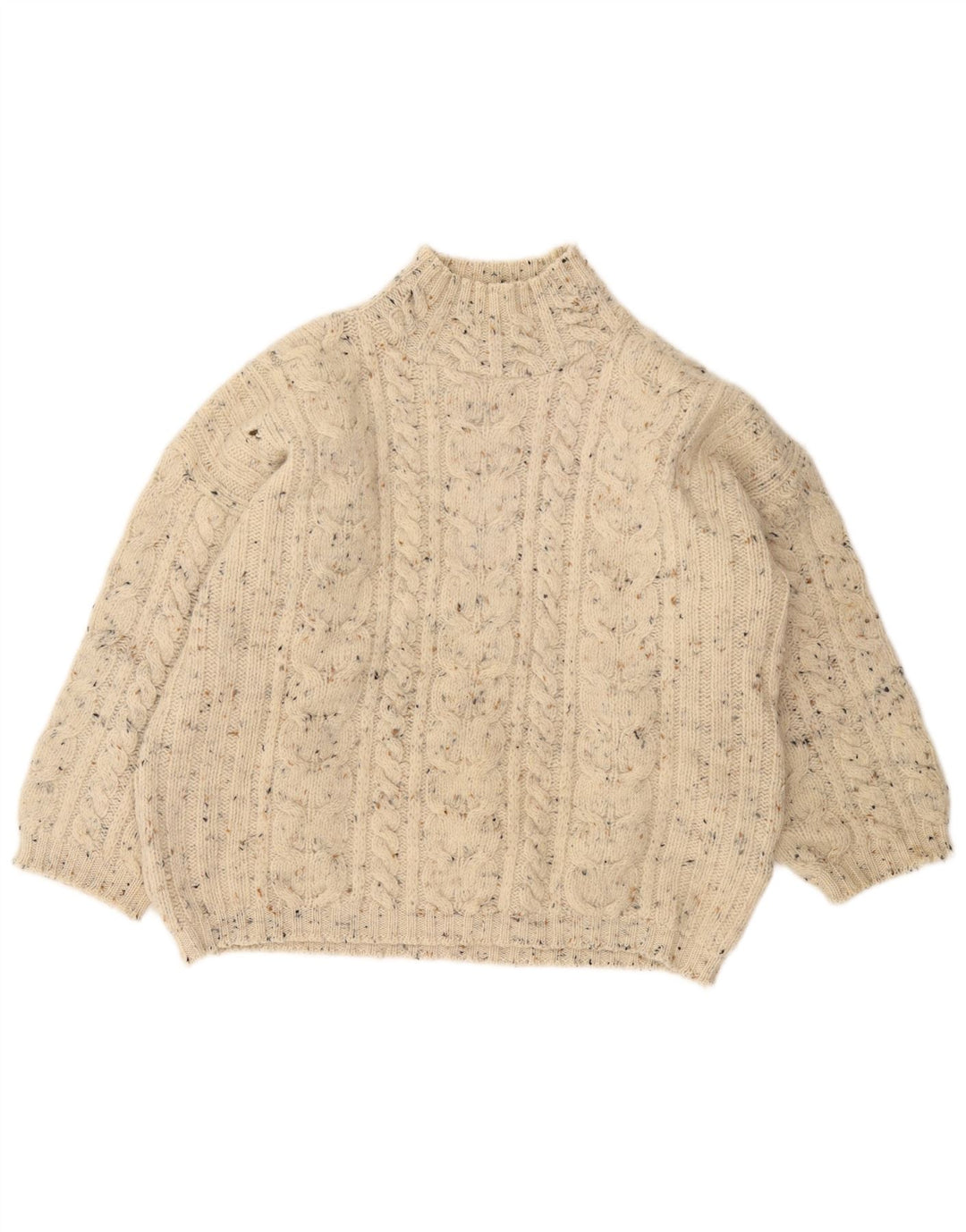 Pulover pentru femei VINTAGE cu gât țestoasă, UK 18 XL, alb pătat