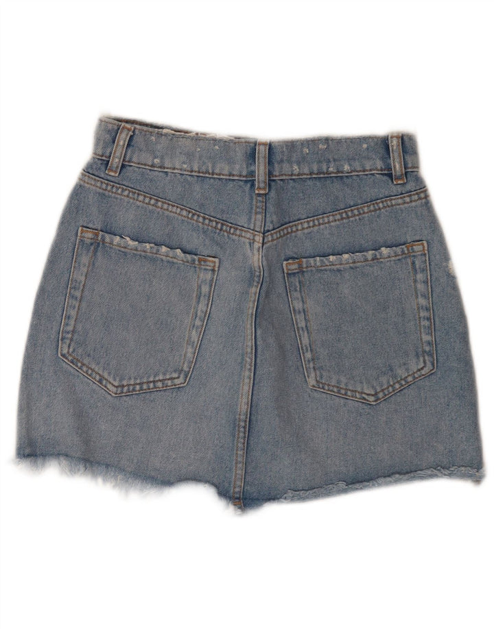 Pantaloni scurți din denim învechit pentru femei Zara Mici W26 Albastru