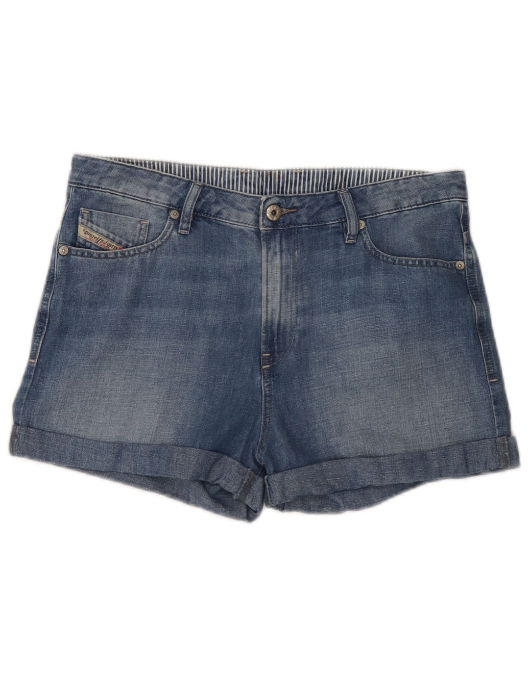 Pantaloni scurți din denim pentru femei Diesel W28, bumbac albastru mediu