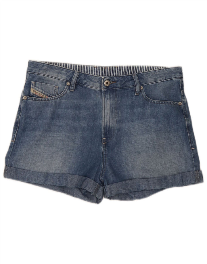 Pantaloni scurți din denim pentru femei Diesel W28, bumbac albastru mediu