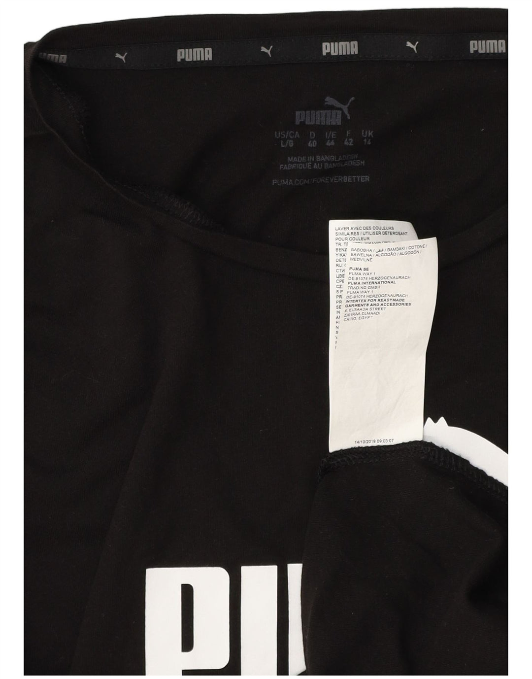 Tricou grafic PUMA pentru femei Top UK 14, mare, negru, bumbac