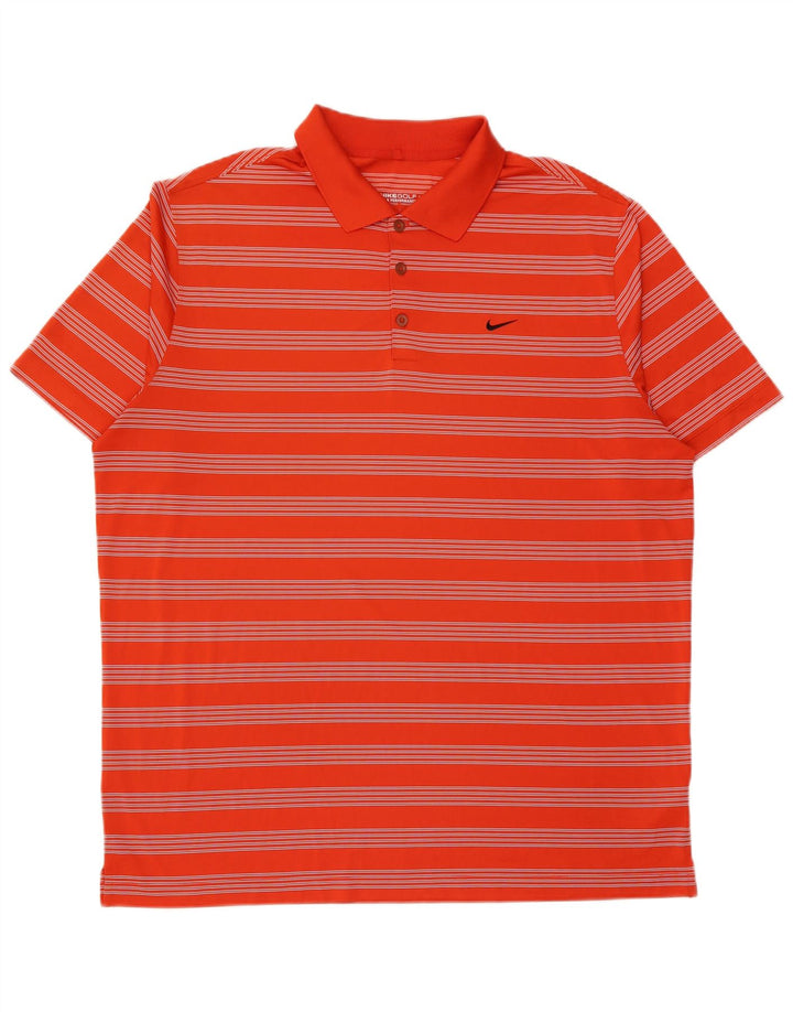 Tricou polo Nike pentru bărbați Dri Fit 2XL, poliester cu dungi portocalii