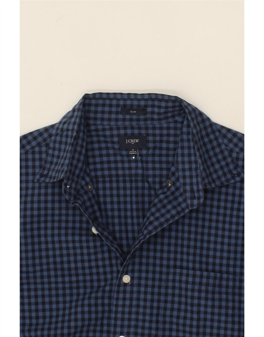 J. CREW Mens Slim Shirt Medium Navy Blue Gingham Cotton Vintage J. Crew and Second-Hand J. Crew from Messina Hembry 