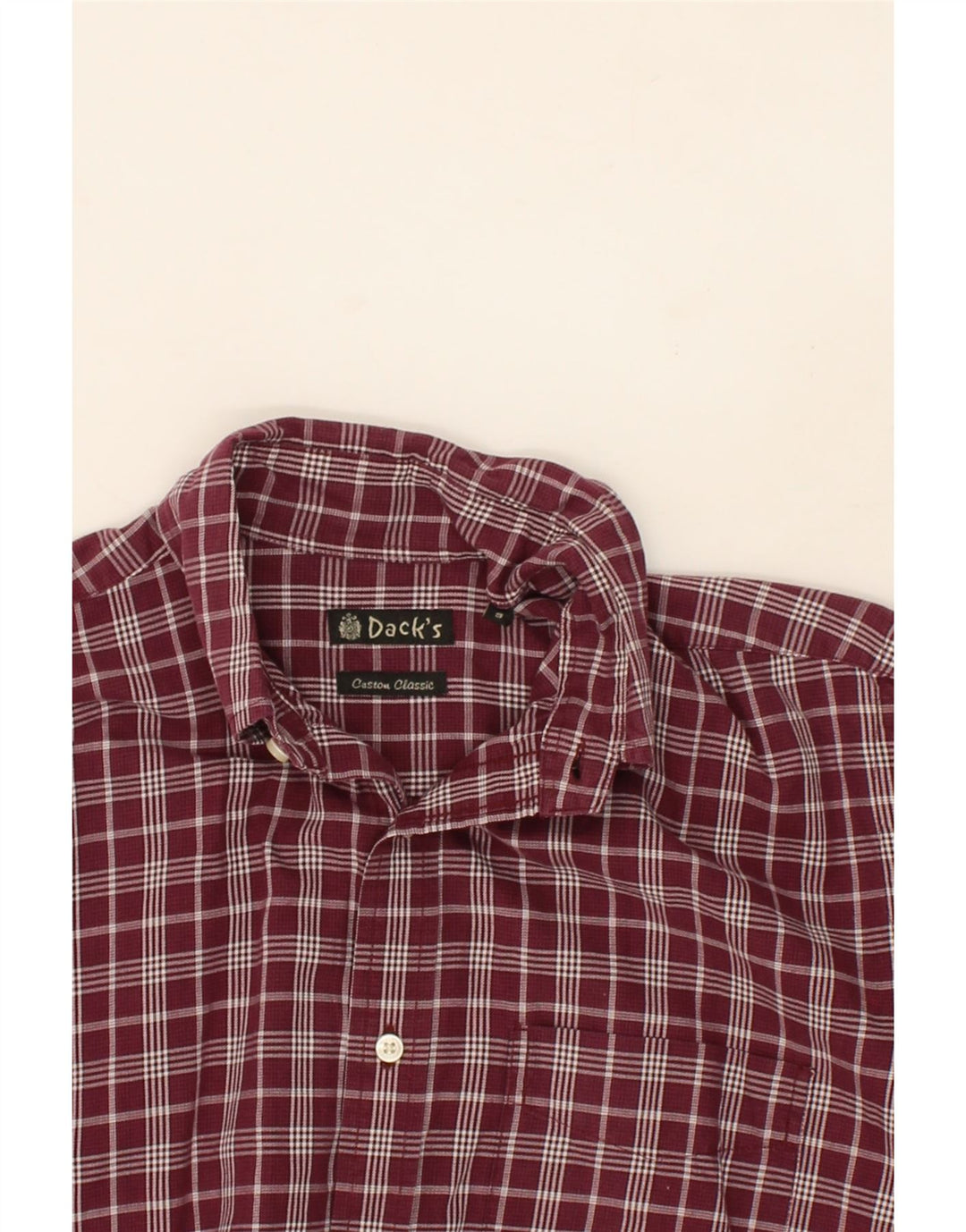 DACK'S Mens Classic Fit Shirt Small Maroon Check Cotton Vintage Dack's and Second-Hand Dack's from Messina Hembry 