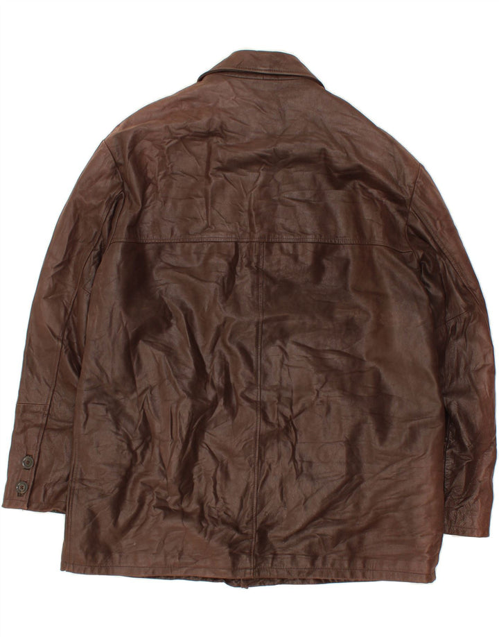 Palton din piele pentru bărbați VINTAGE IT 58 4XL din piele maro