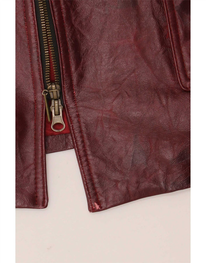 Jachetă de piele vintage pentru femei UK 26 5XL Burgundy