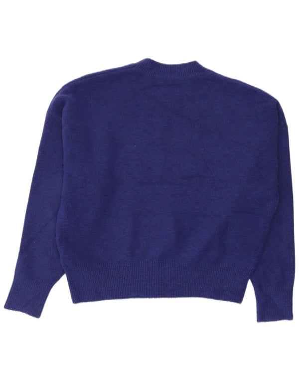 Pulover supradimensionat pentru femei Zara, cu gâtul turn, UK 14, albastru mediu acrilic