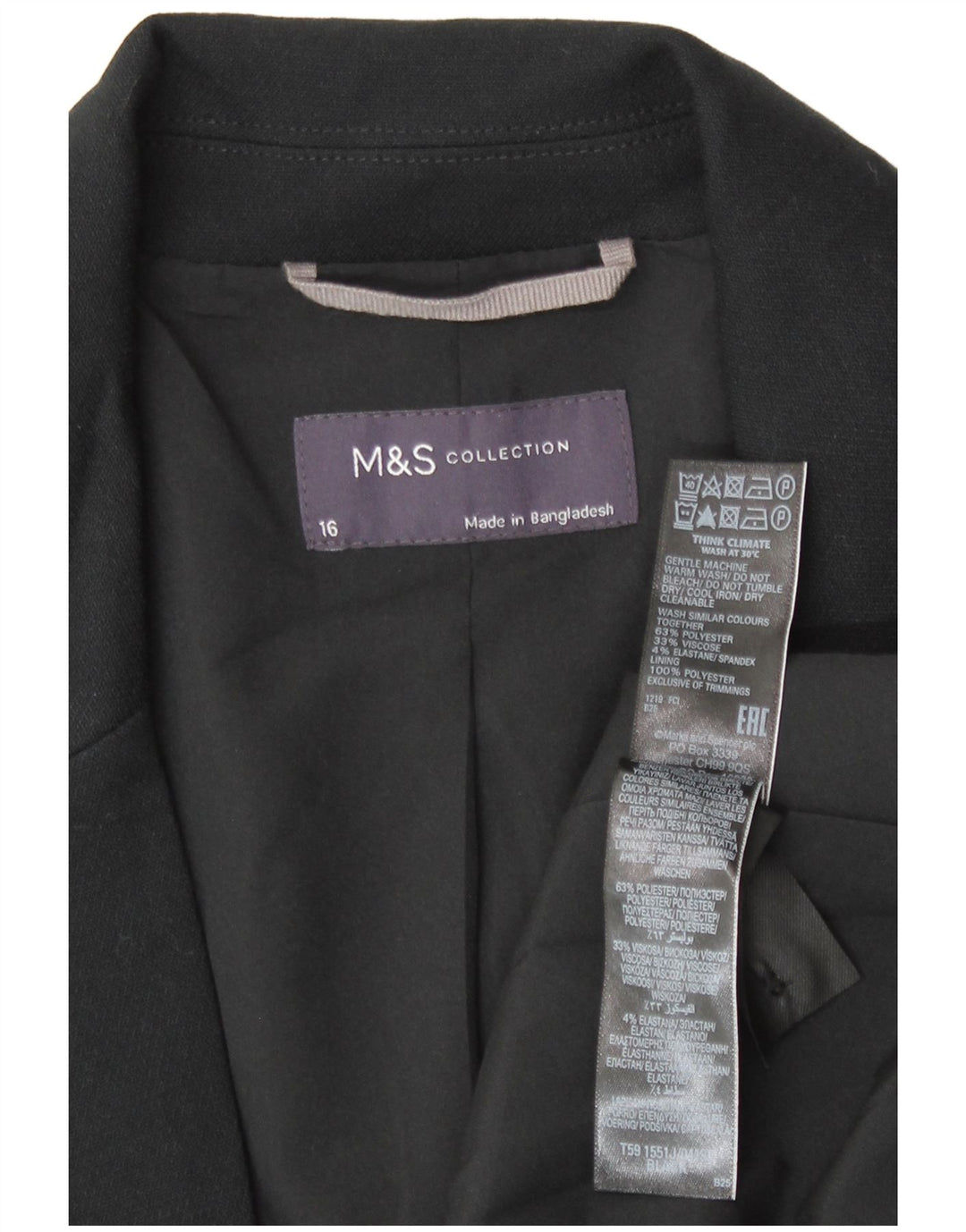 Jachetă pentru femei Marks & Spencer cu 1 nasture, UK 16, mare, negru, poliester